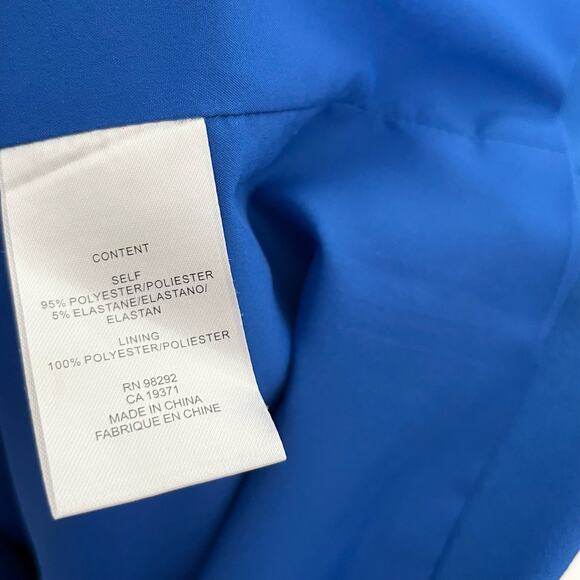 Tibi Womens Crepe Mini Shift Dress 6 Blue 3/4 Sleeve V Neck Workwear Cocktail - Picture 10 of 15